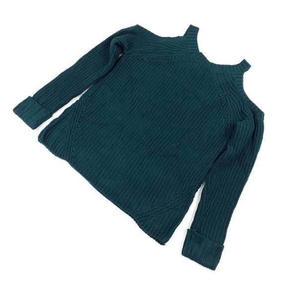 Hippie Rose Malachite Green Long Sleeve Cold Shoulder Sweater Juniors XL NWT - Picture 2 of 9